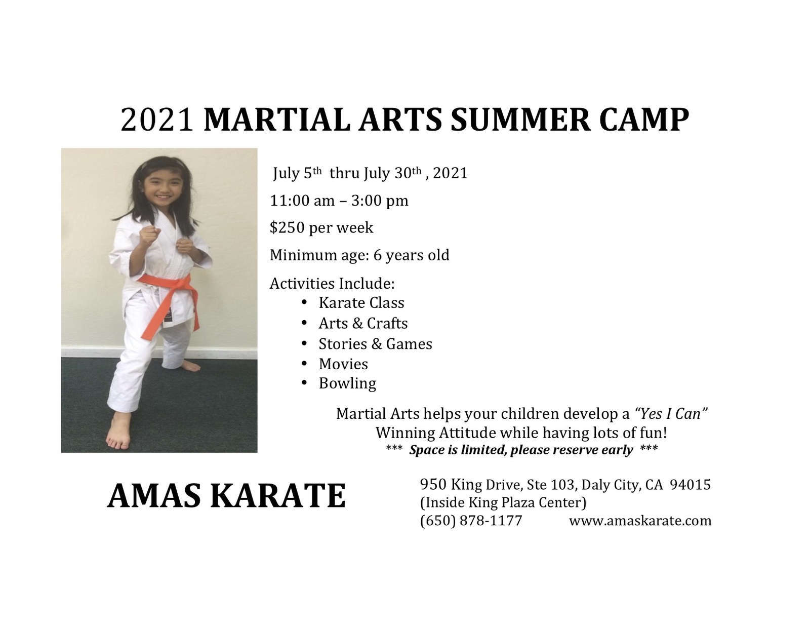 2021 Kids Summer Camp Academy of Martial Arts Shotokan